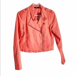 a.n.a Coral Faux Leather Moro Jacket Hand Dyed S
